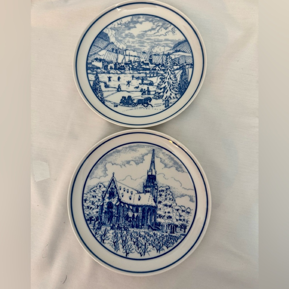 Collectible Winter plates Weihnacht Blue Winter Pieroth Binger St. Rochuskapelle